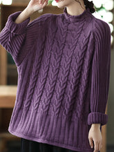 Casual Loose Solid Raglan Sleeve Sweater